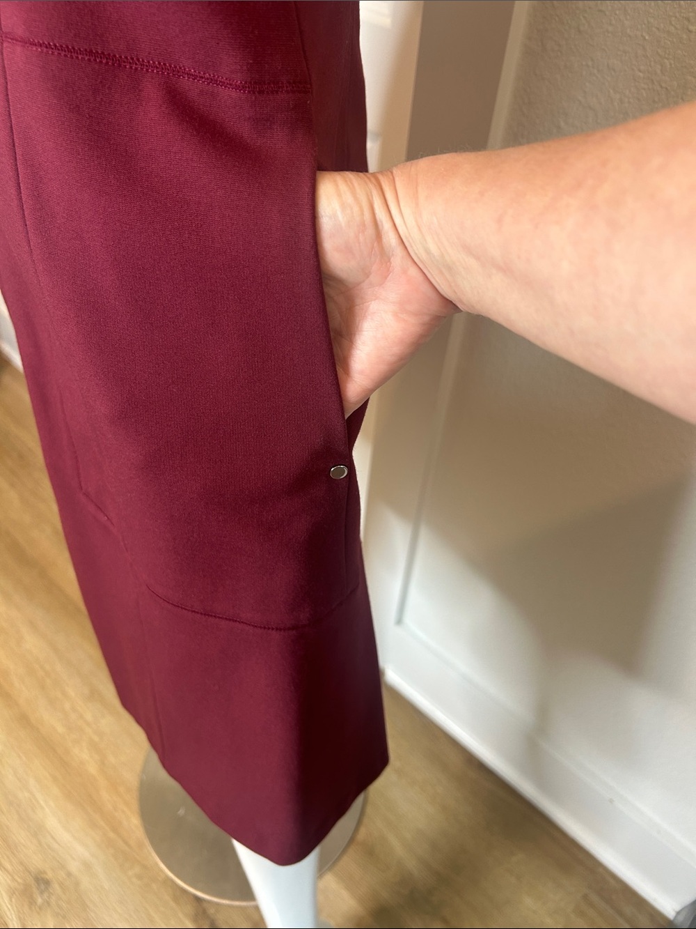 Lafayette 148 New York Burgundy Zip-Front Midi Dress - Picture 4 of 11